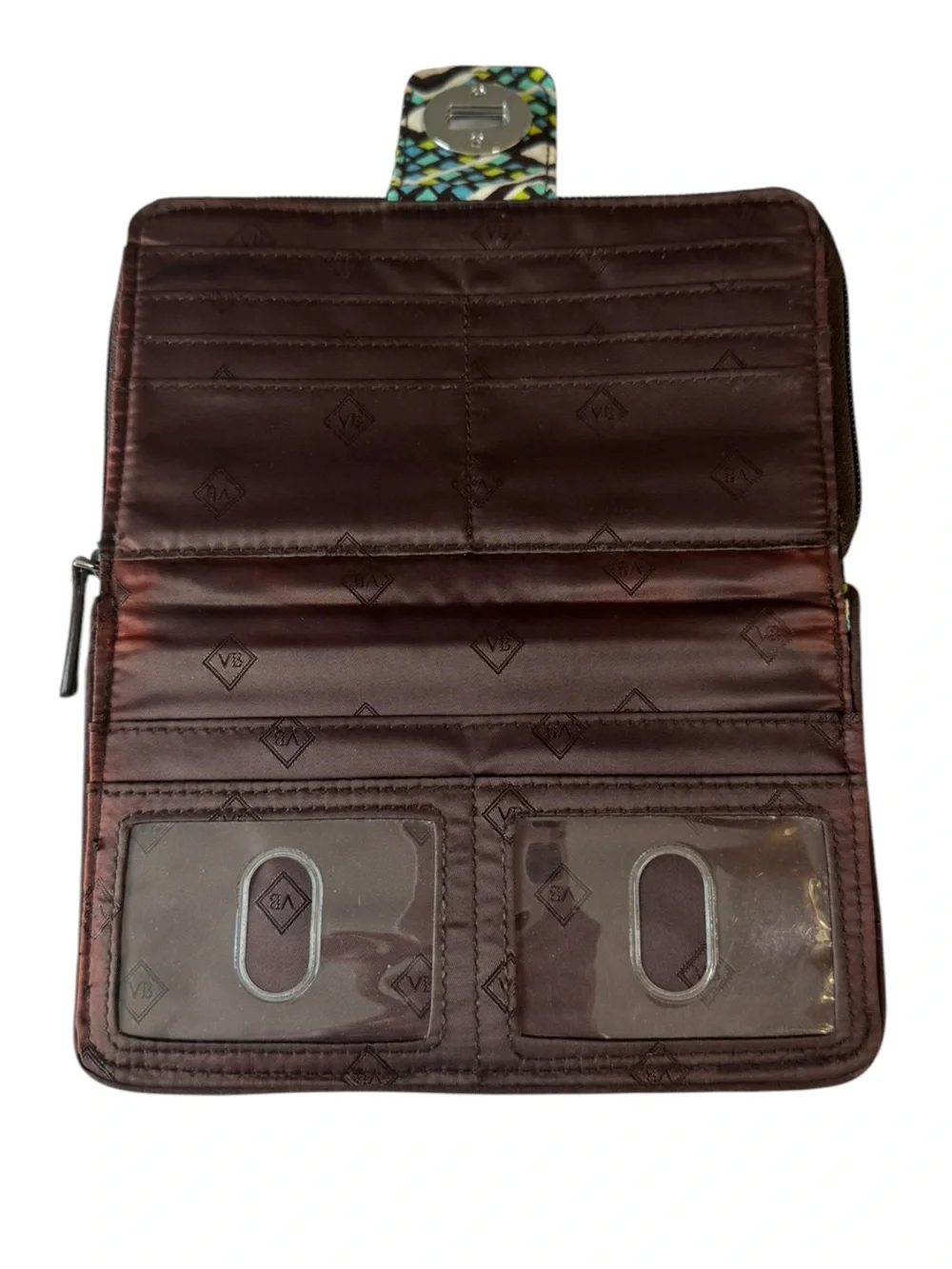 Vera Bradley Rain Forest RFID Turn Lock Wallet Quilted Zip Around